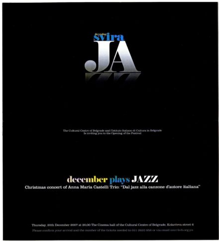 Festival Svira Jazz Depliant Belgrado Dicembre 2007
